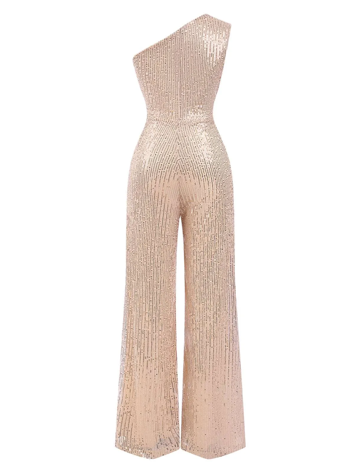 1930s One Shoulder Glitter Solid Jumpsuit