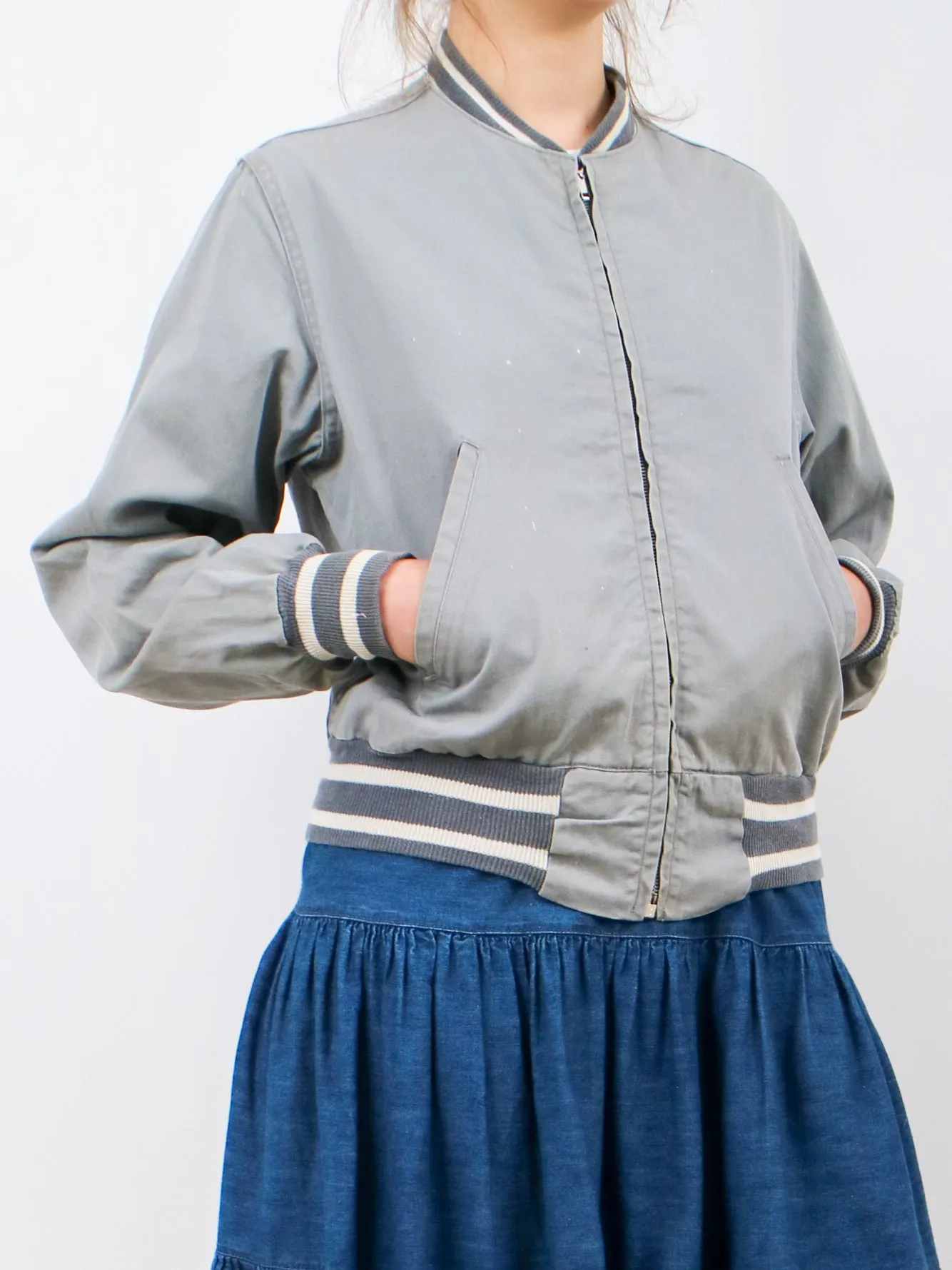 1950s Cropped Frontzip Bomber Jacket