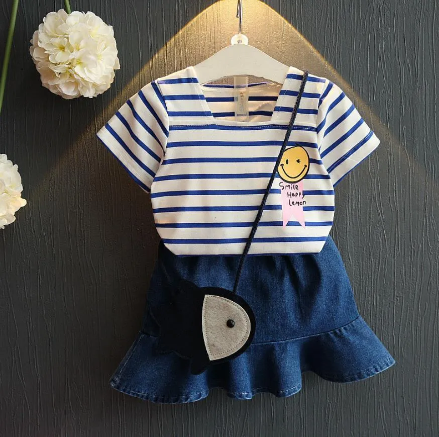 2-piece Striped Dress Set for Toddler Girl