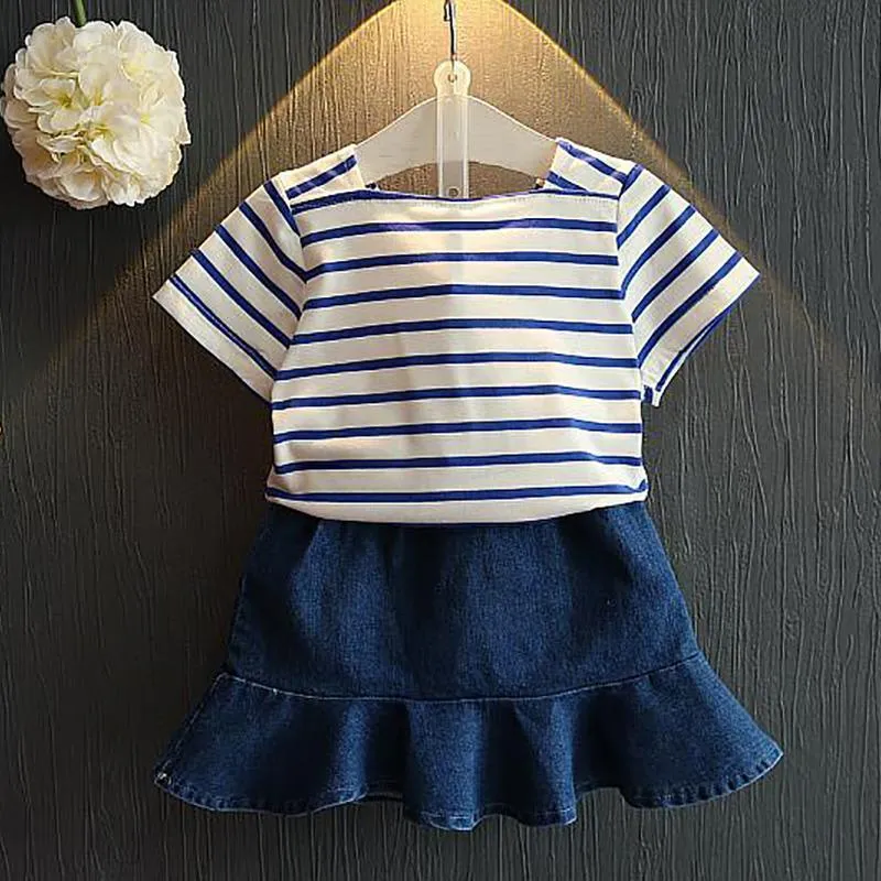 2-piece Striped Dress Set for Toddler Girl