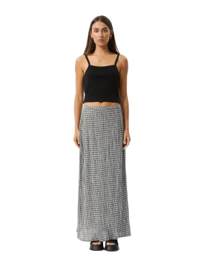 Asta Base Hemp Seersucker Check Maxi Skirt