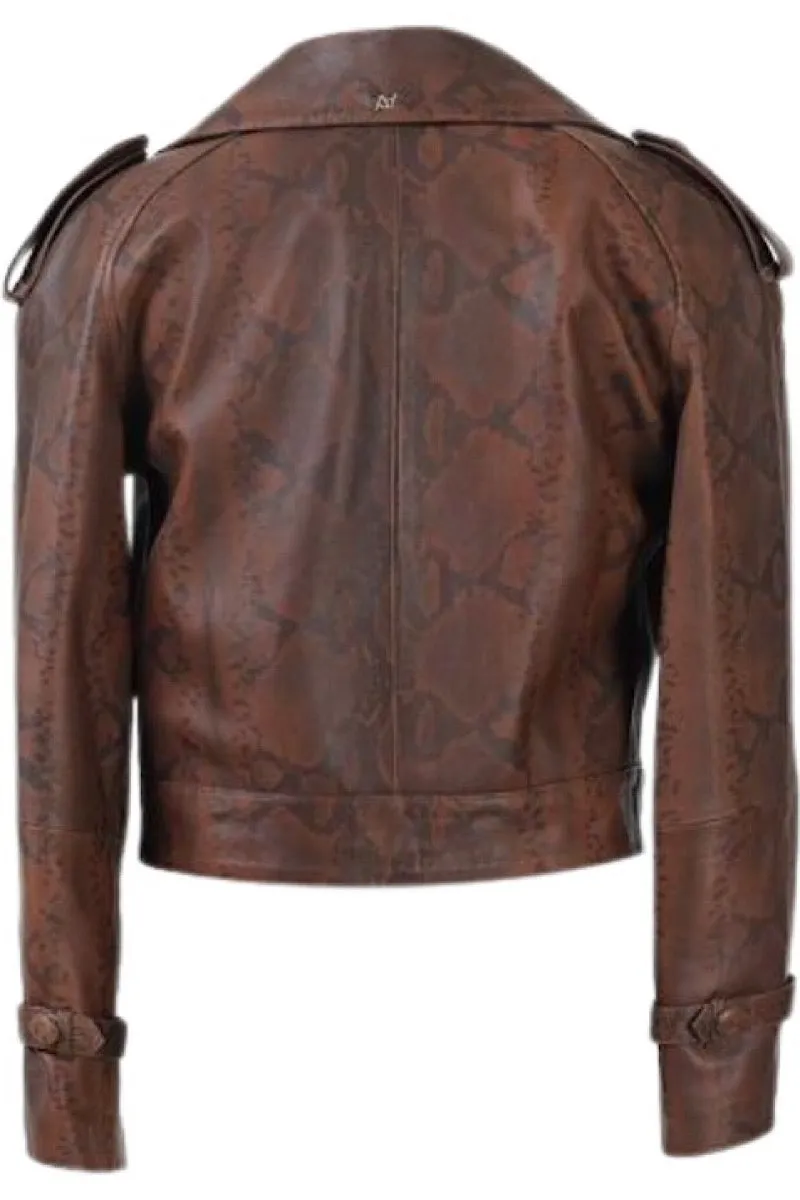 AUDAX LEATHER JACKET IN SNAKE PRINT