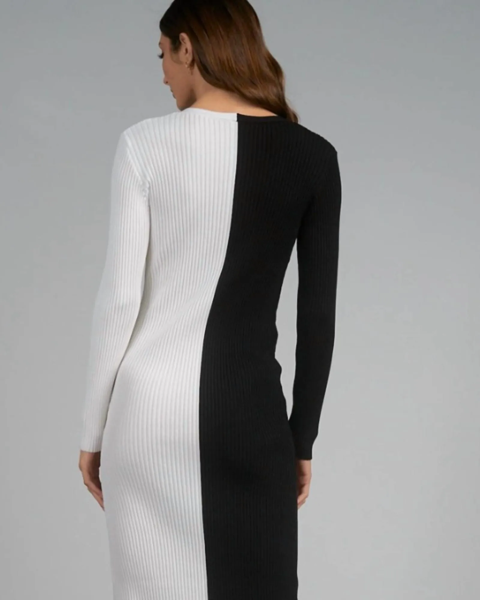 Ava Sweater Dress in White/Black | White/Black