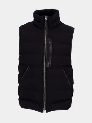 Black Quilted High Neck Vest