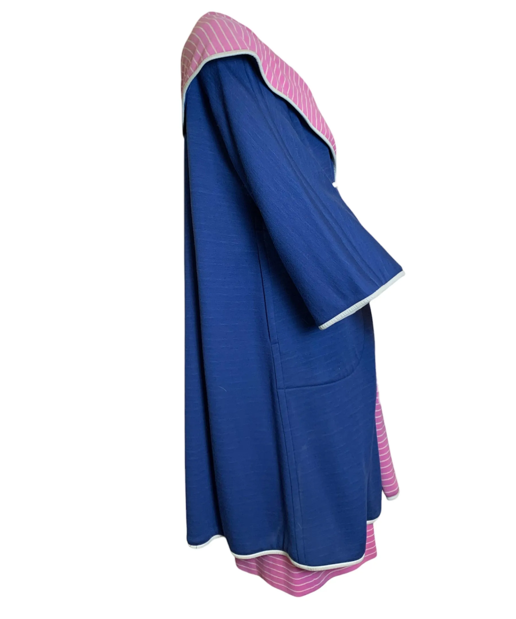 Bonnie Cashin for Sills 60s Blue and Pink Striped Coat and Dress Ensemble