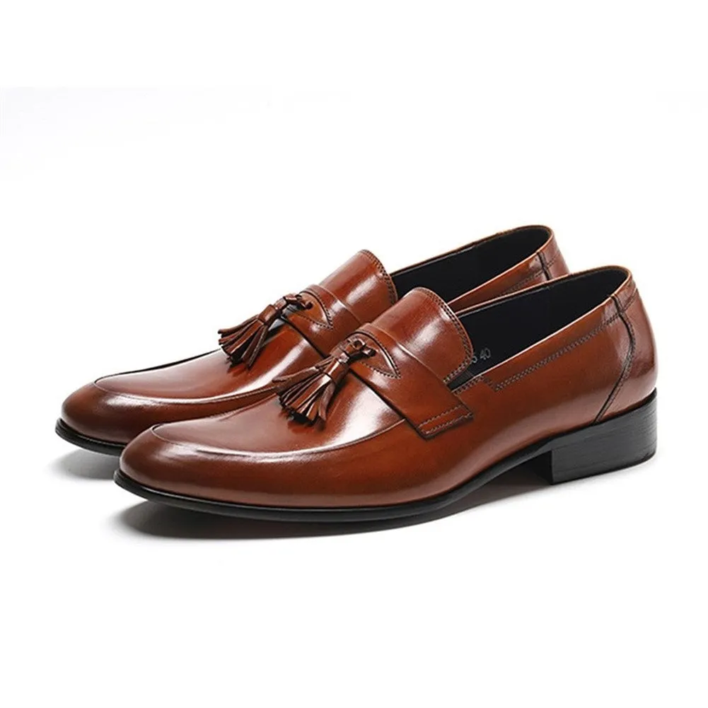 Burnished Slip On Casual Tassel Loafer