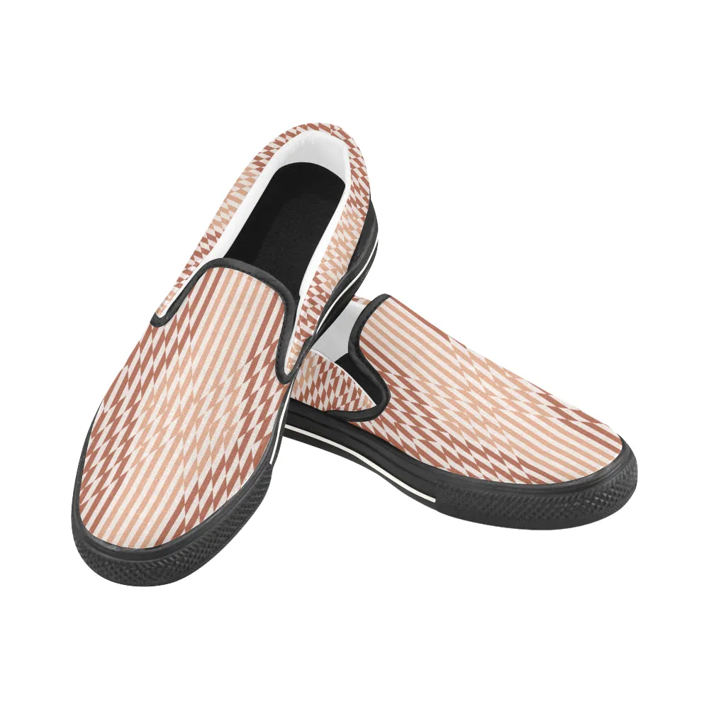 Buy Women Big Size Checkers Print Canvas Slip-on Shoes at TFS