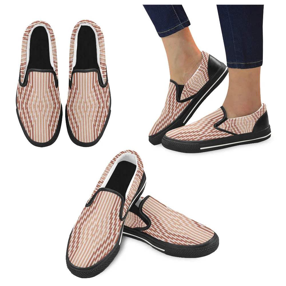 Buy Women Big Size Checkers Print Canvas Slip-on Shoes at TFS