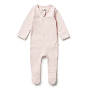 Cantaloupe Organic Stripe Rib Zipsuit with Feet