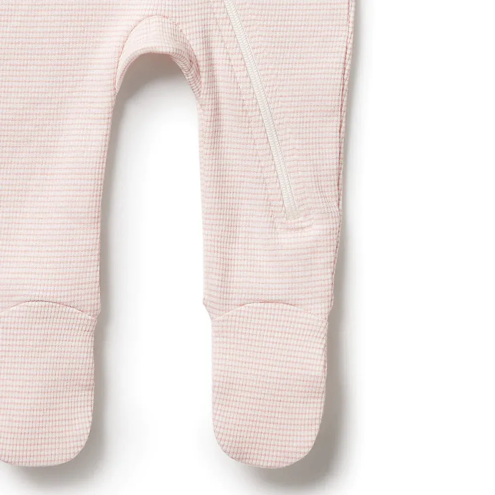 Cantaloupe Organic Stripe Rib Zipsuit with Feet