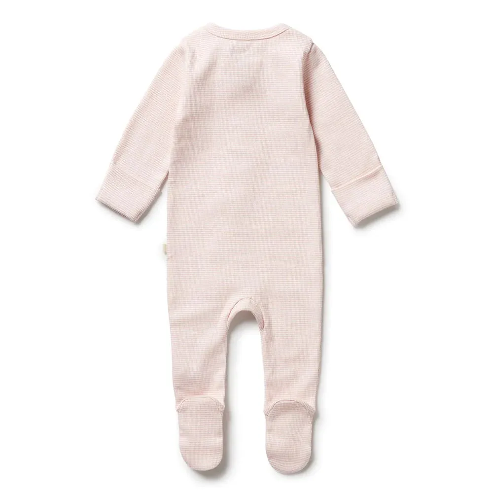 Cantaloupe Organic Stripe Rib Zipsuit with Feet