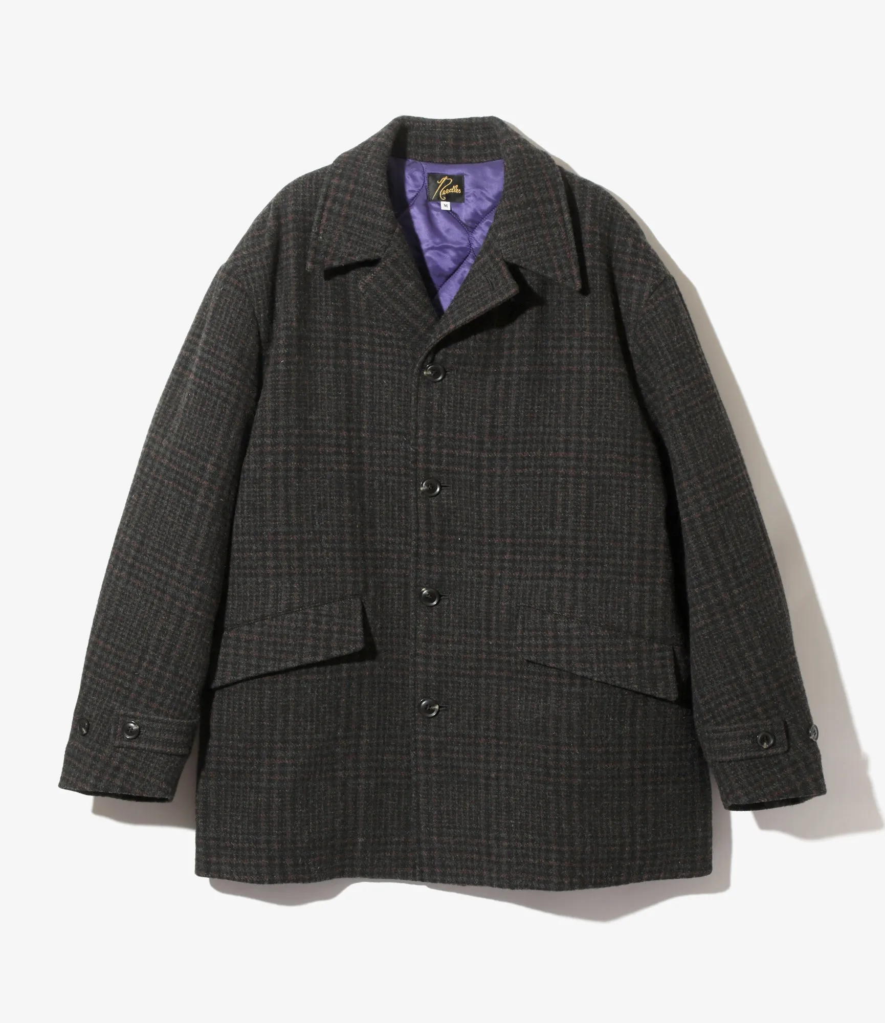 Car Coat - Charcoal - Wool Glen Plaid