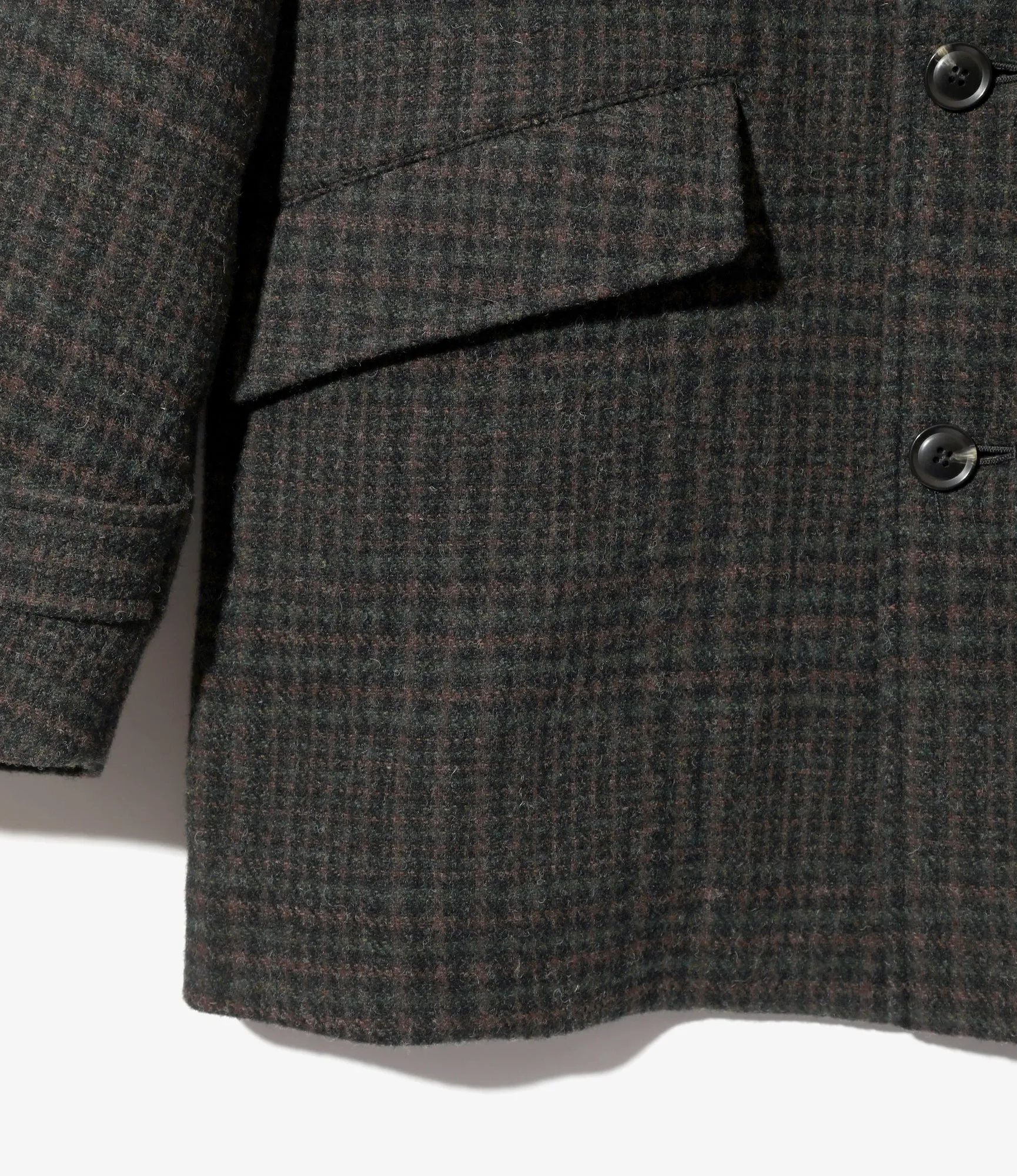 Car Coat - Charcoal - Wool Glen Plaid