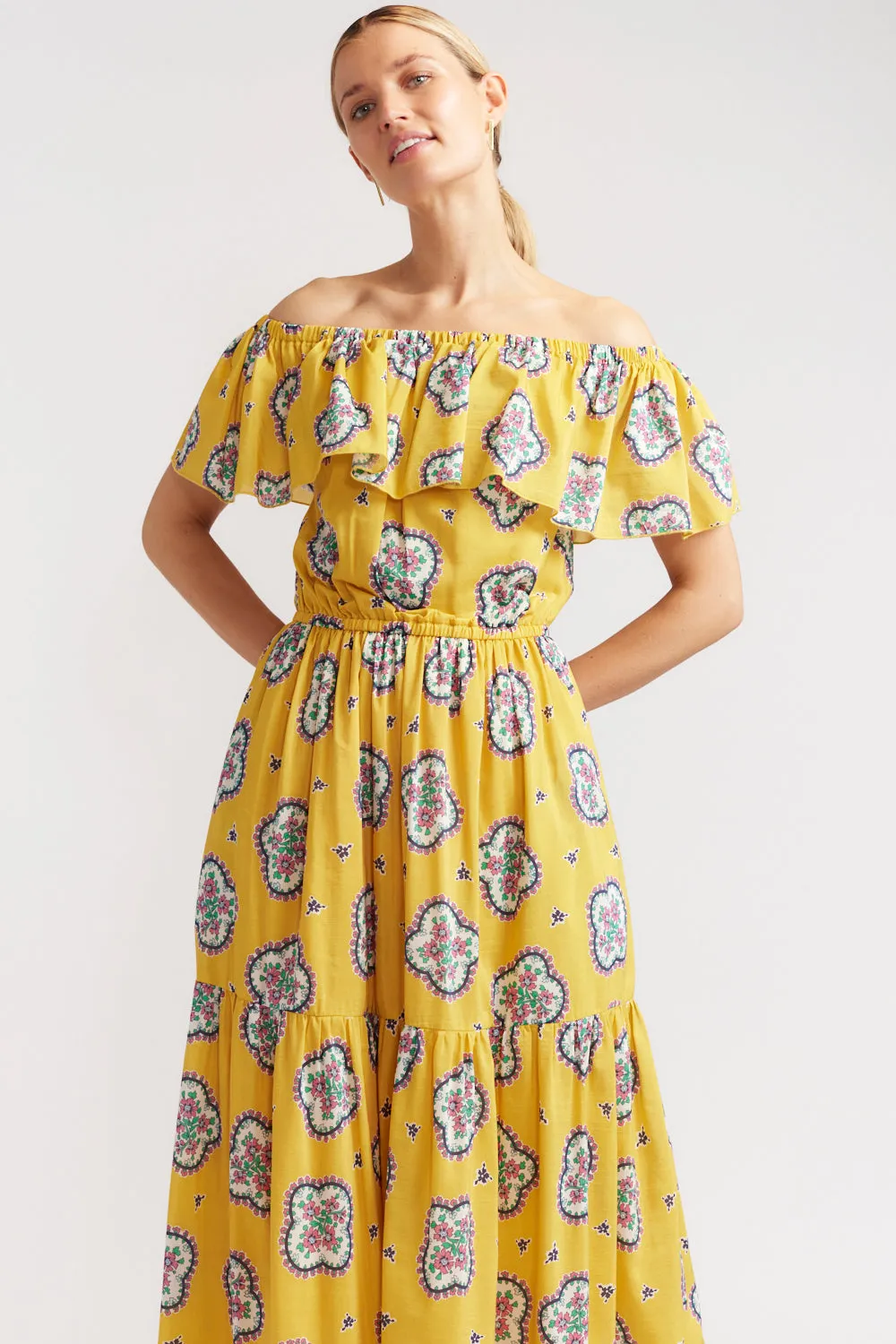 Cha Cha Dress in Mustard Mosaic