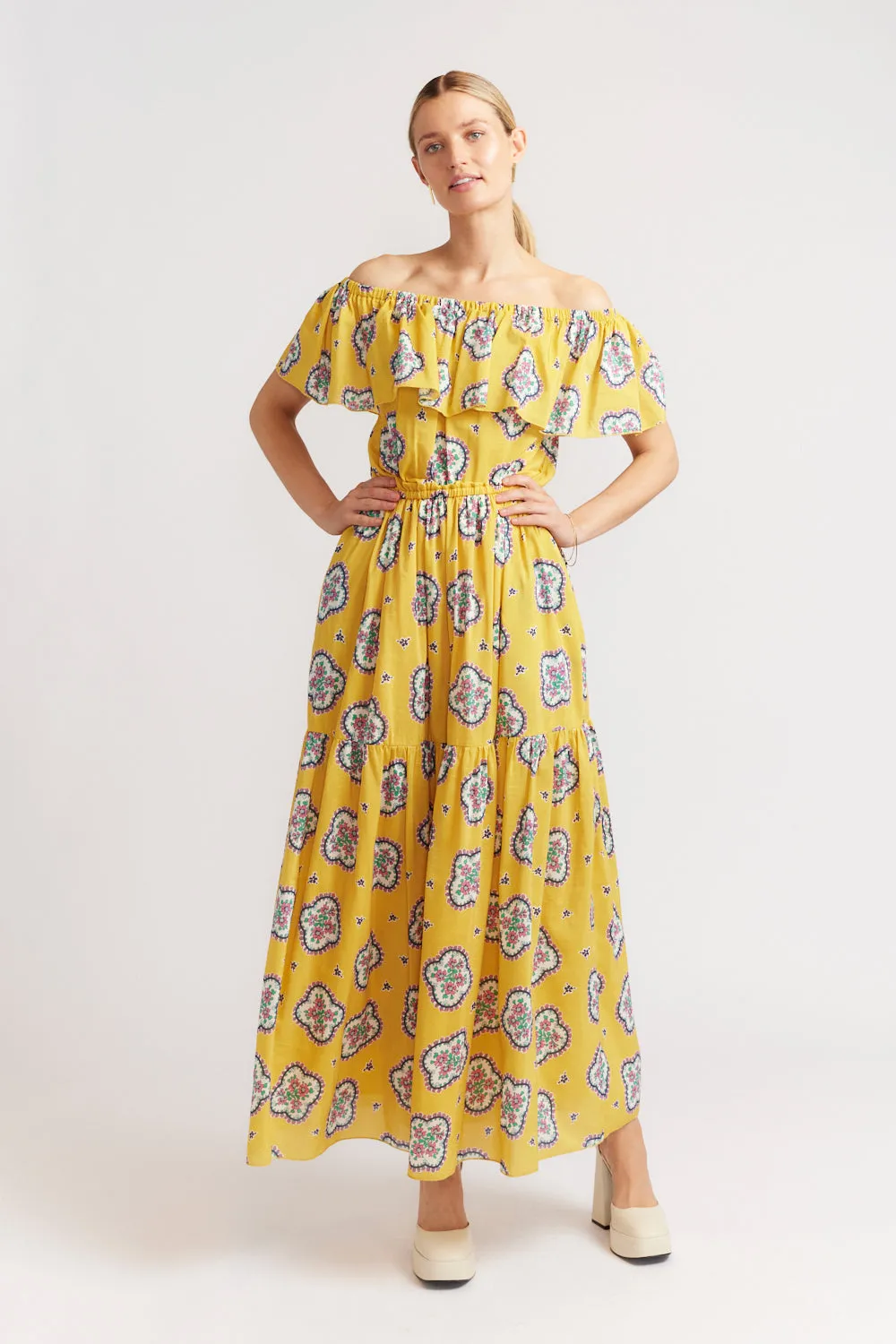 Cha Cha Dress in Mustard Mosaic