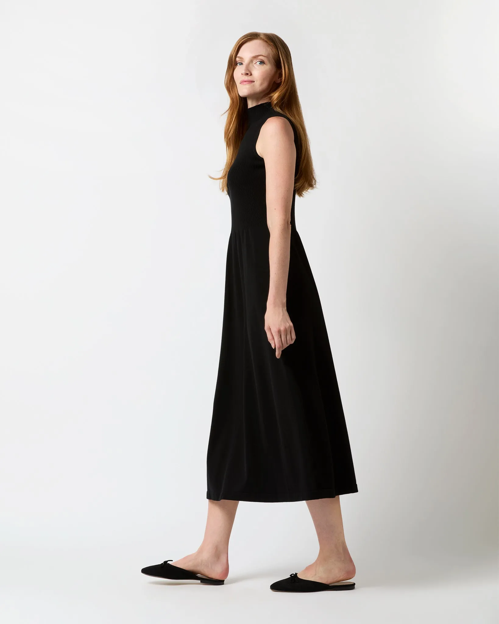 Charlotte Dress in Black Ice Cotton