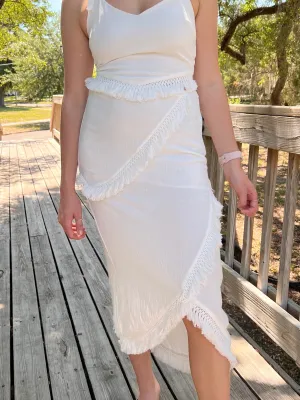 CORY FRINGE MAXI SKIRT IN WHITE