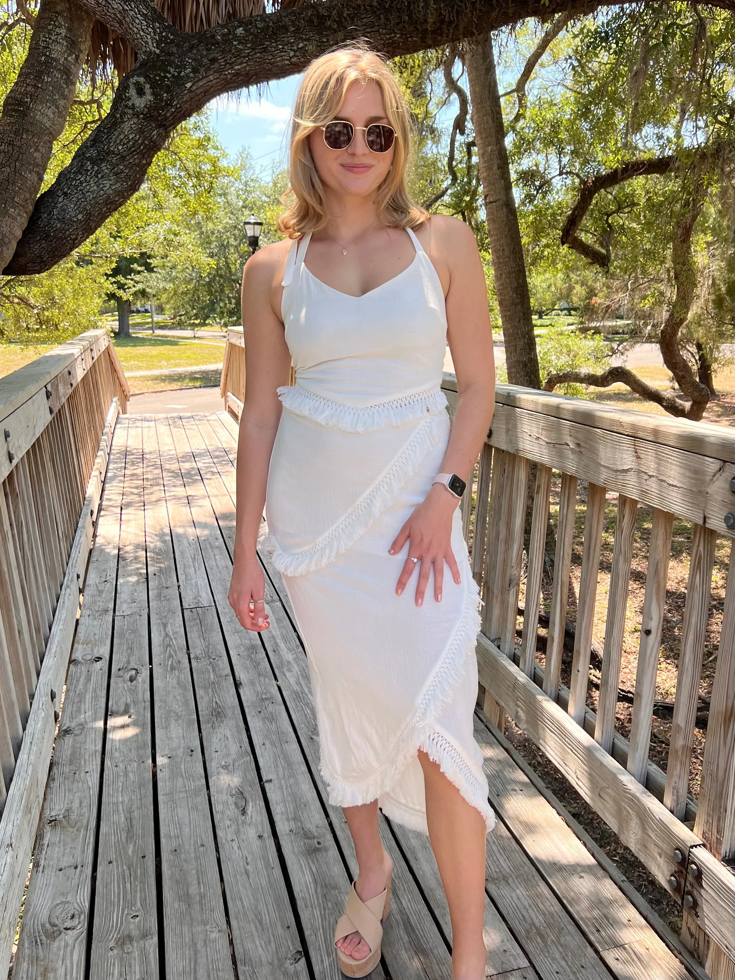 CORY FRINGE MAXI SKIRT IN WHITE