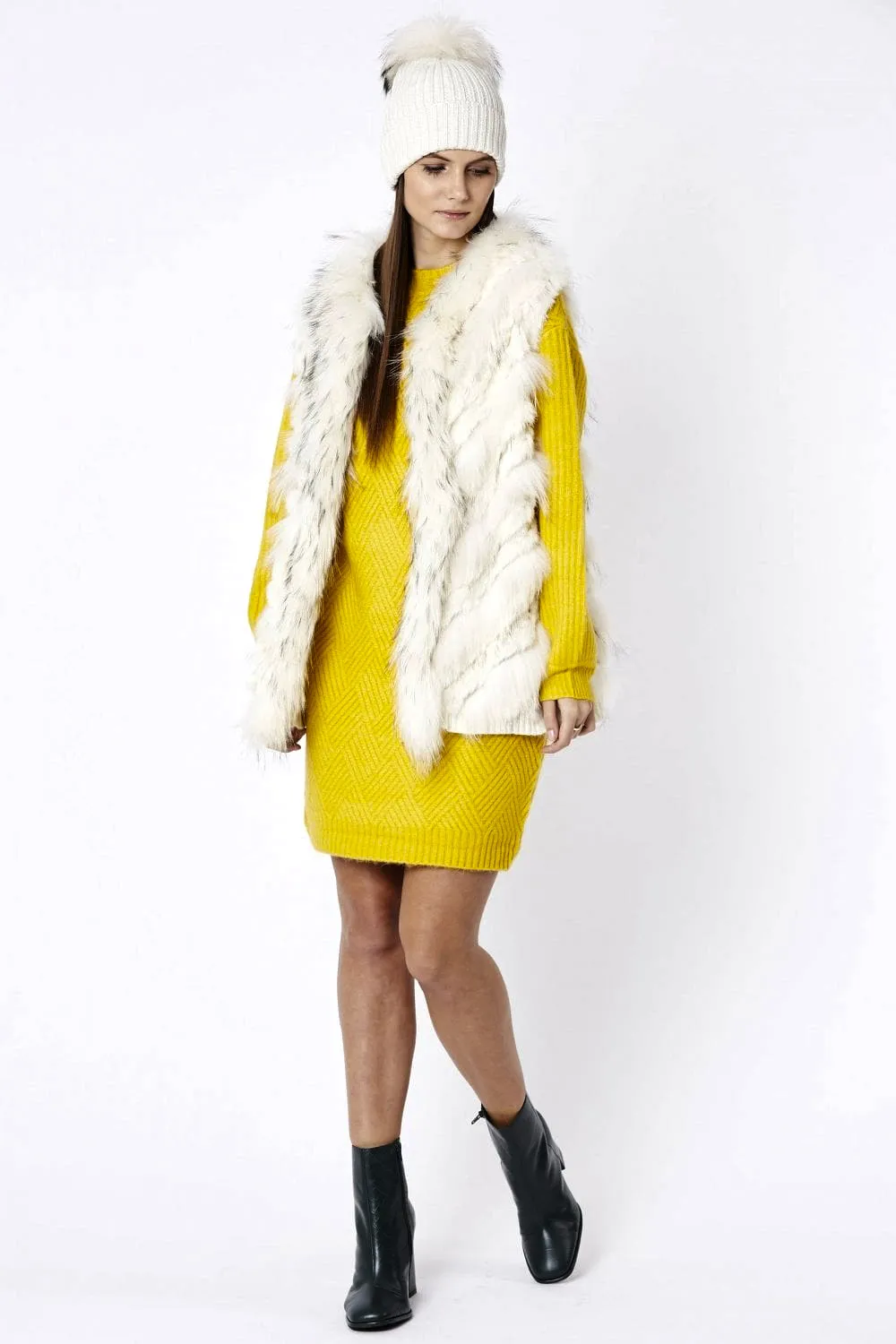 Cream Fox And Coney Fur Gilet