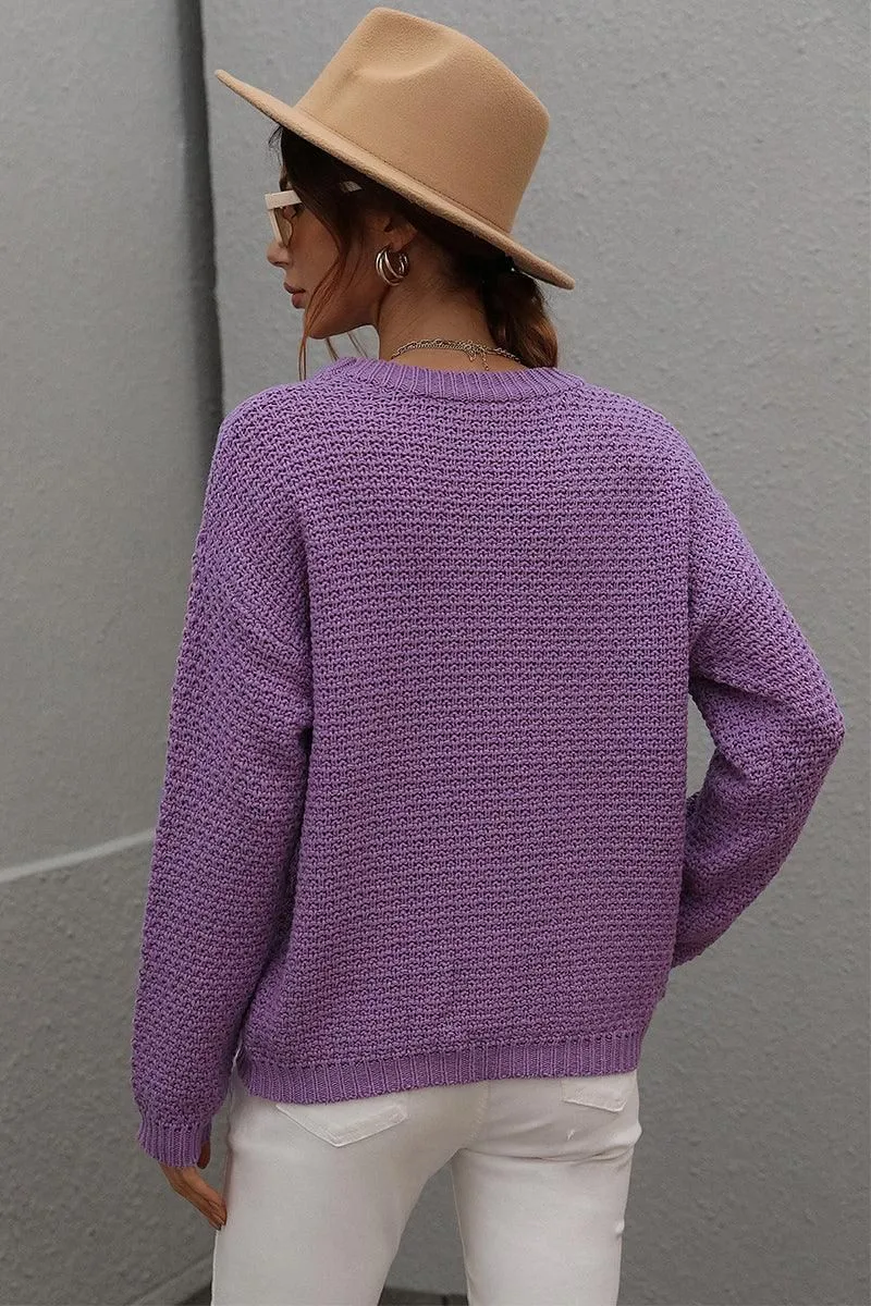 CREW NECK LONG SLEEVE BASIC SWEATER TOP