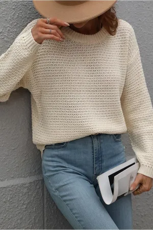 CREW NECK LONG SLEEVE BASIC SWEATER TOP