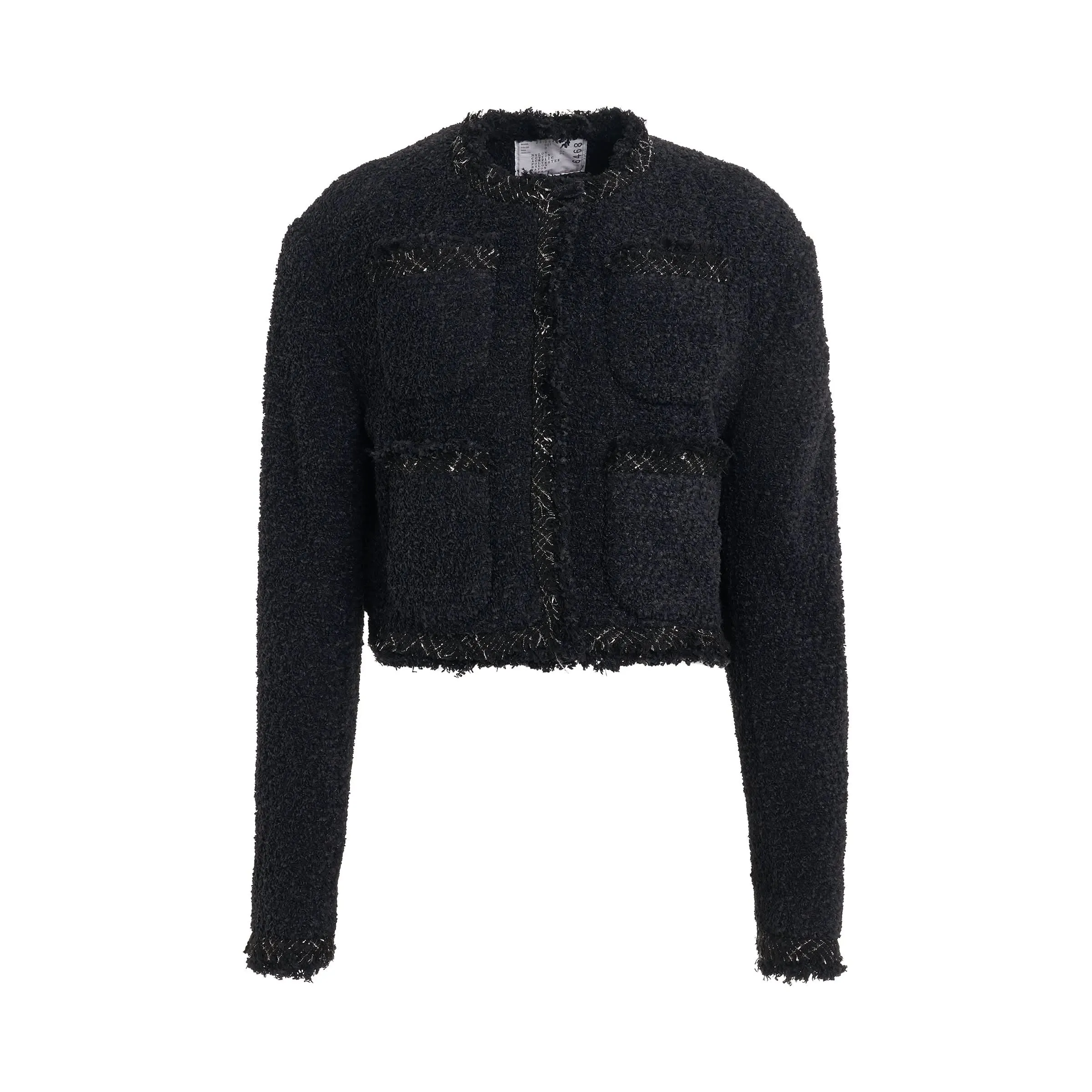 Cropped Tweed Jacket in Black