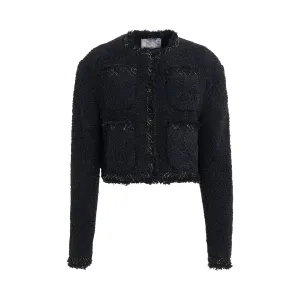 Cropped Tweed Jacket in Black