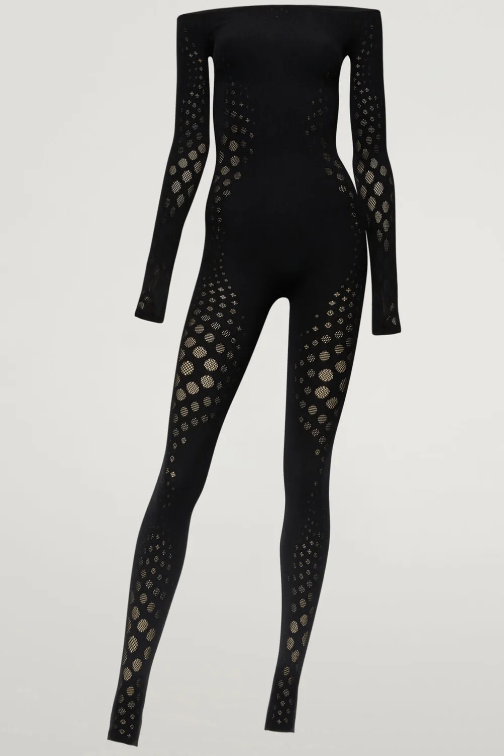 Dots Illusion Net Jumpsuit, Size M