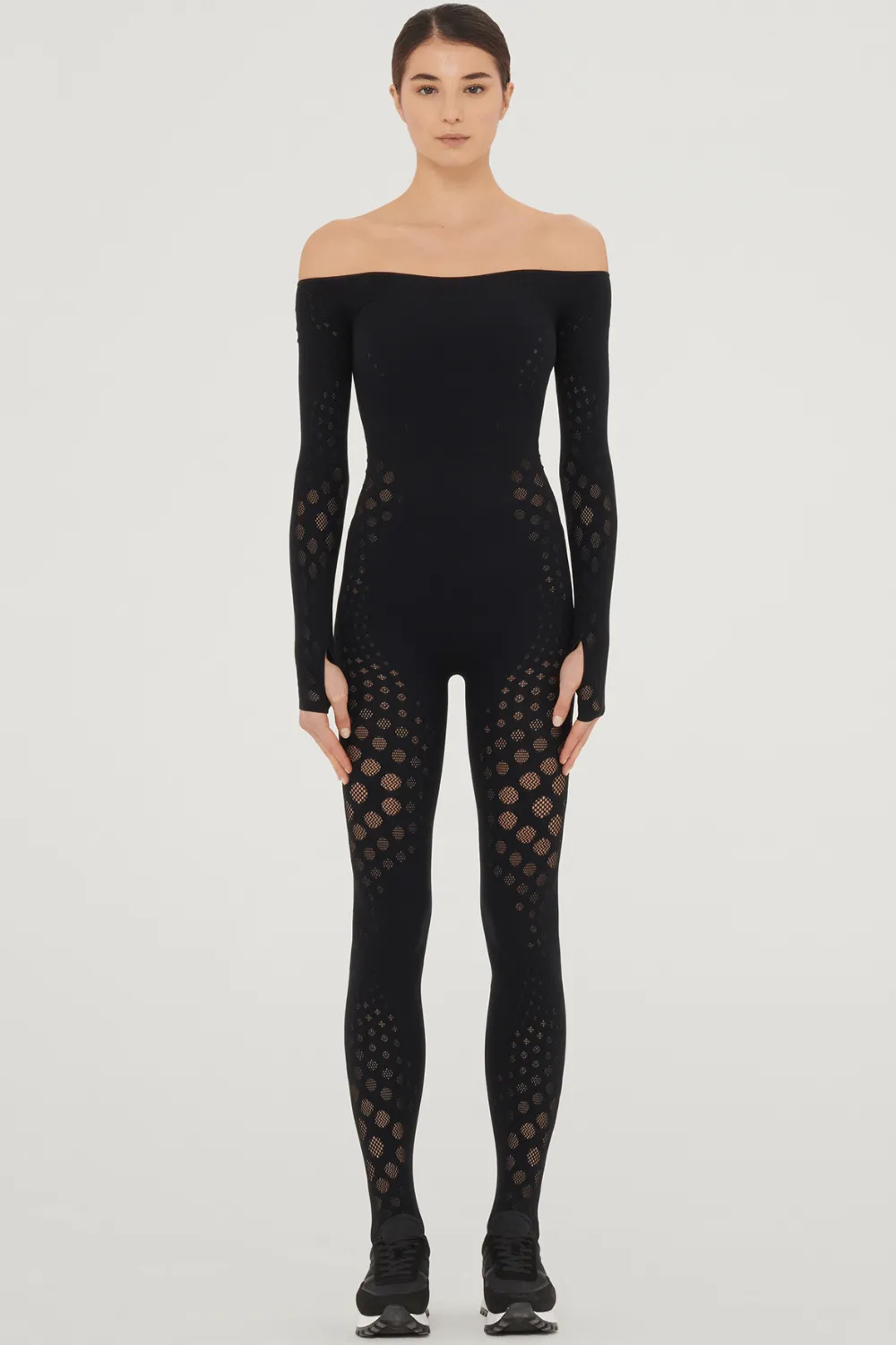 Dots Illusion Net Jumpsuit, Size M