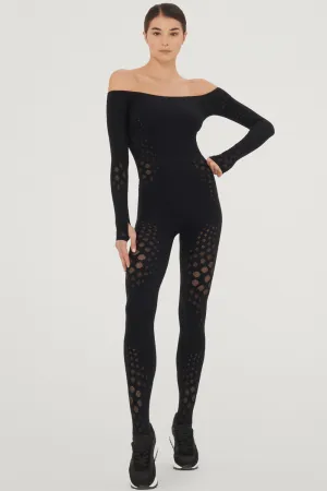 Dots Illusion Net Jumpsuit, Size M