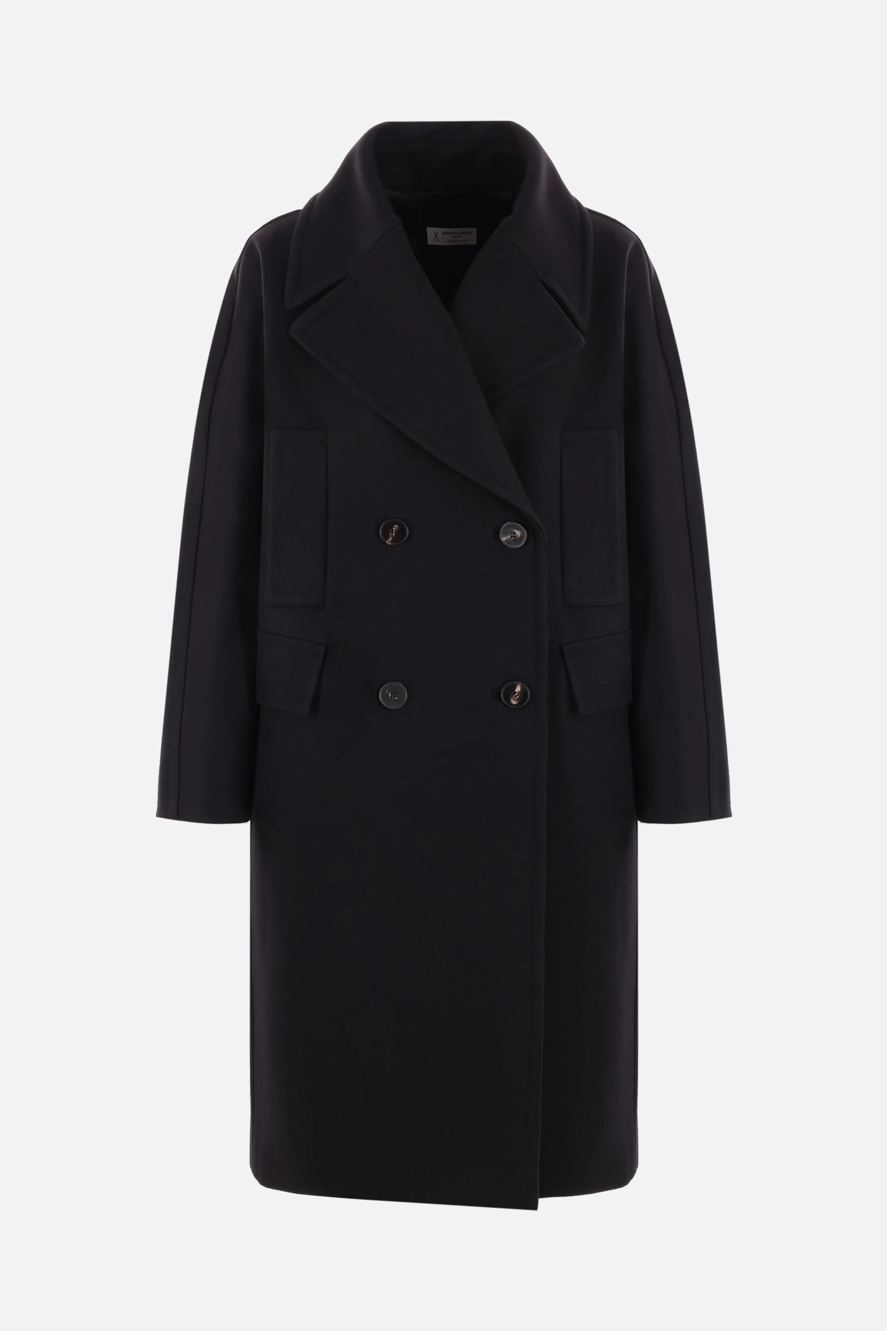 double-breasted wool blend coat