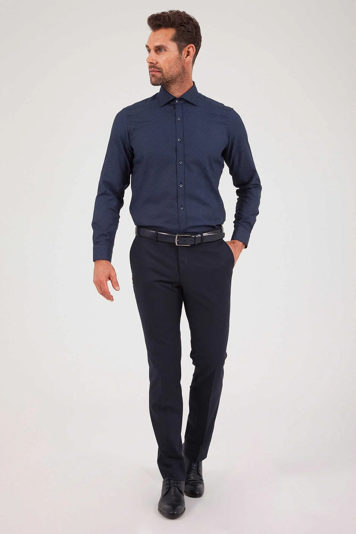 Dynamic Fit Low Waist Navy Dress Pants