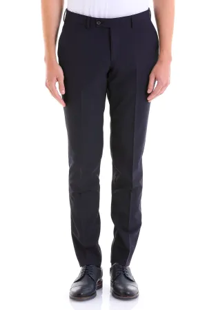 Dynamic Fit Side Pocket Low Waist Unpleated Wool Black Dress Pants, Navy