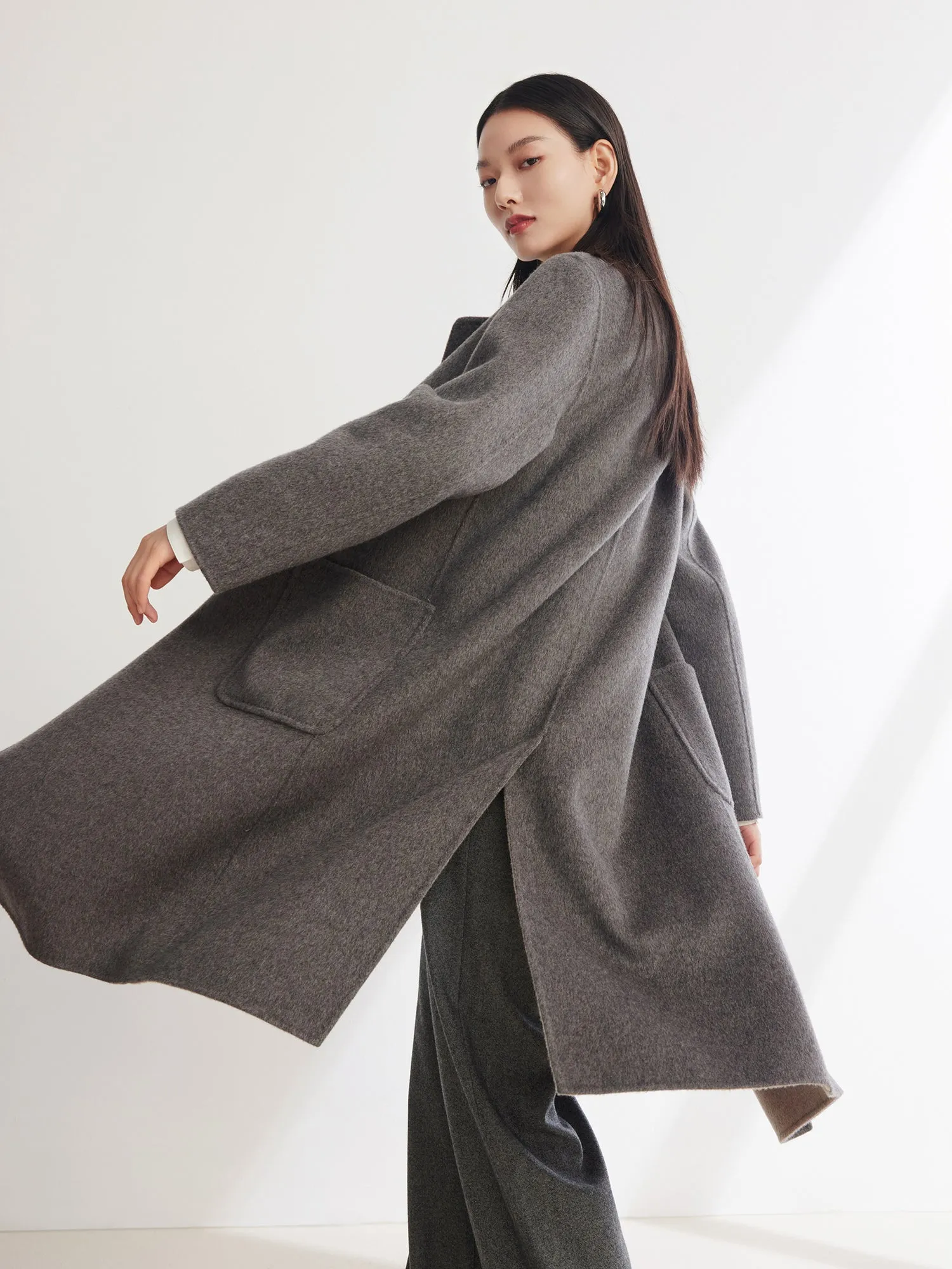 EP YAYING Double-Faced Long Woolen Coat