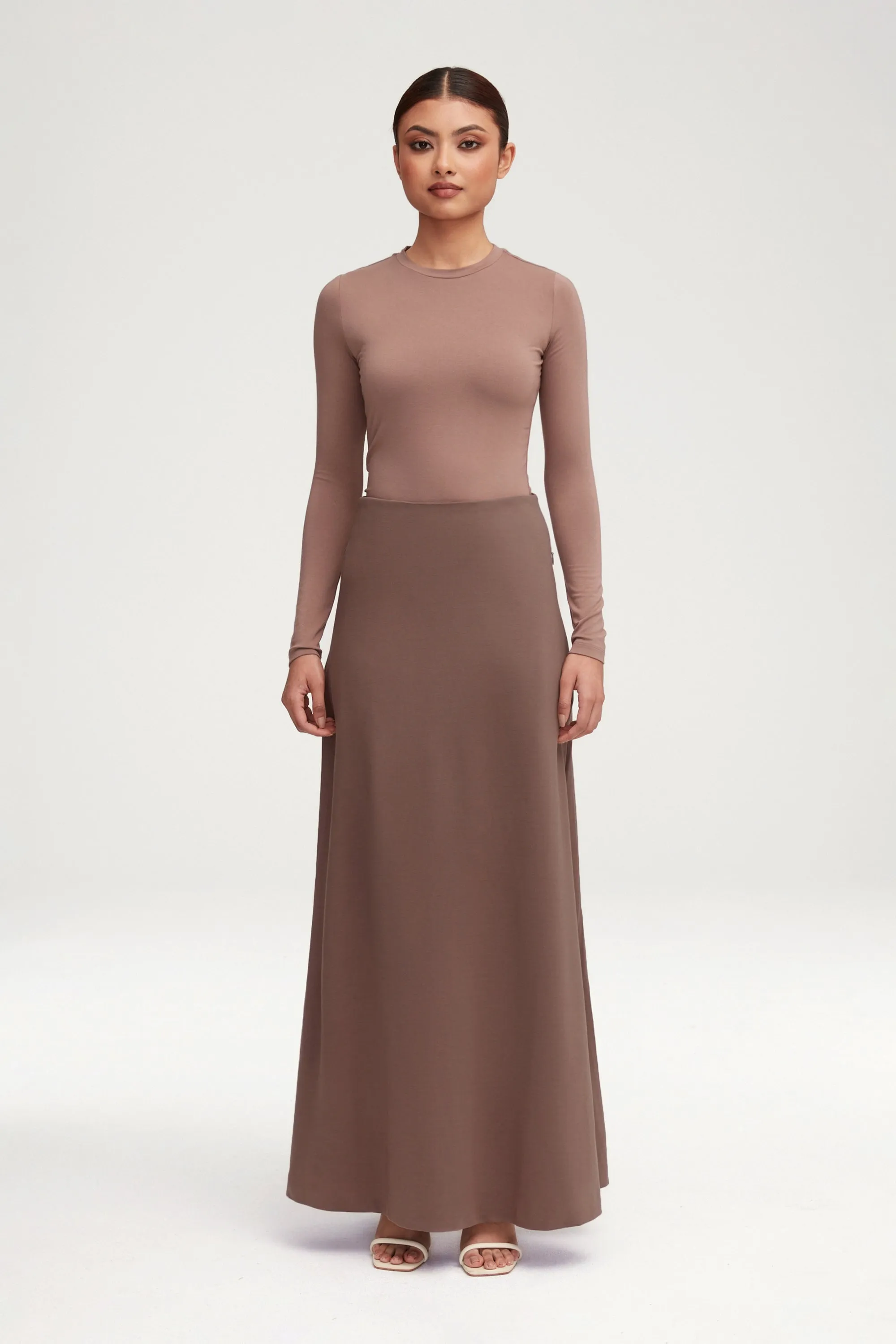 Essential Jersey A-Line Maxi Skirt - Dark Taupe