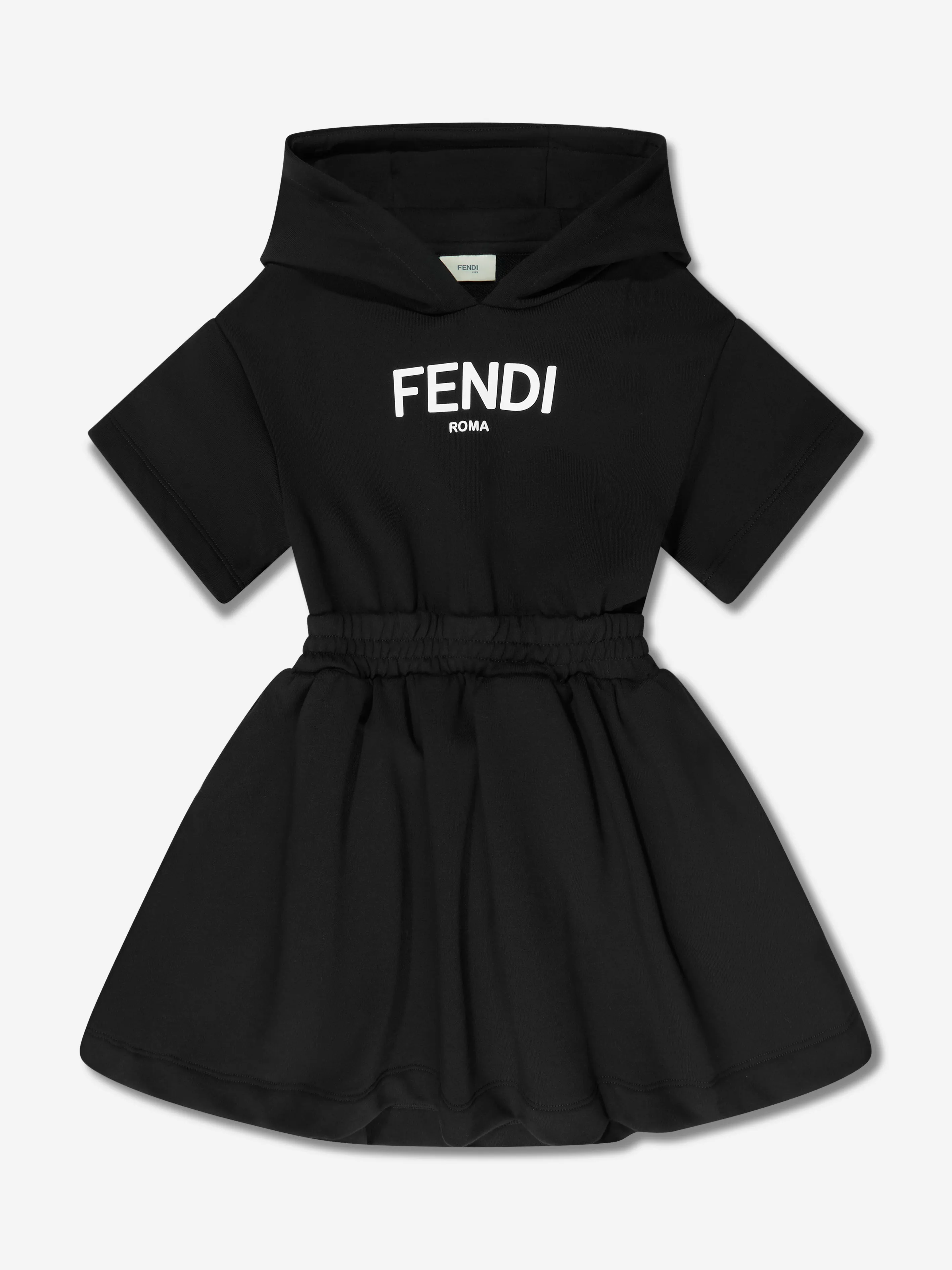 Fendi Girls Hooded Sweater Dress in Black