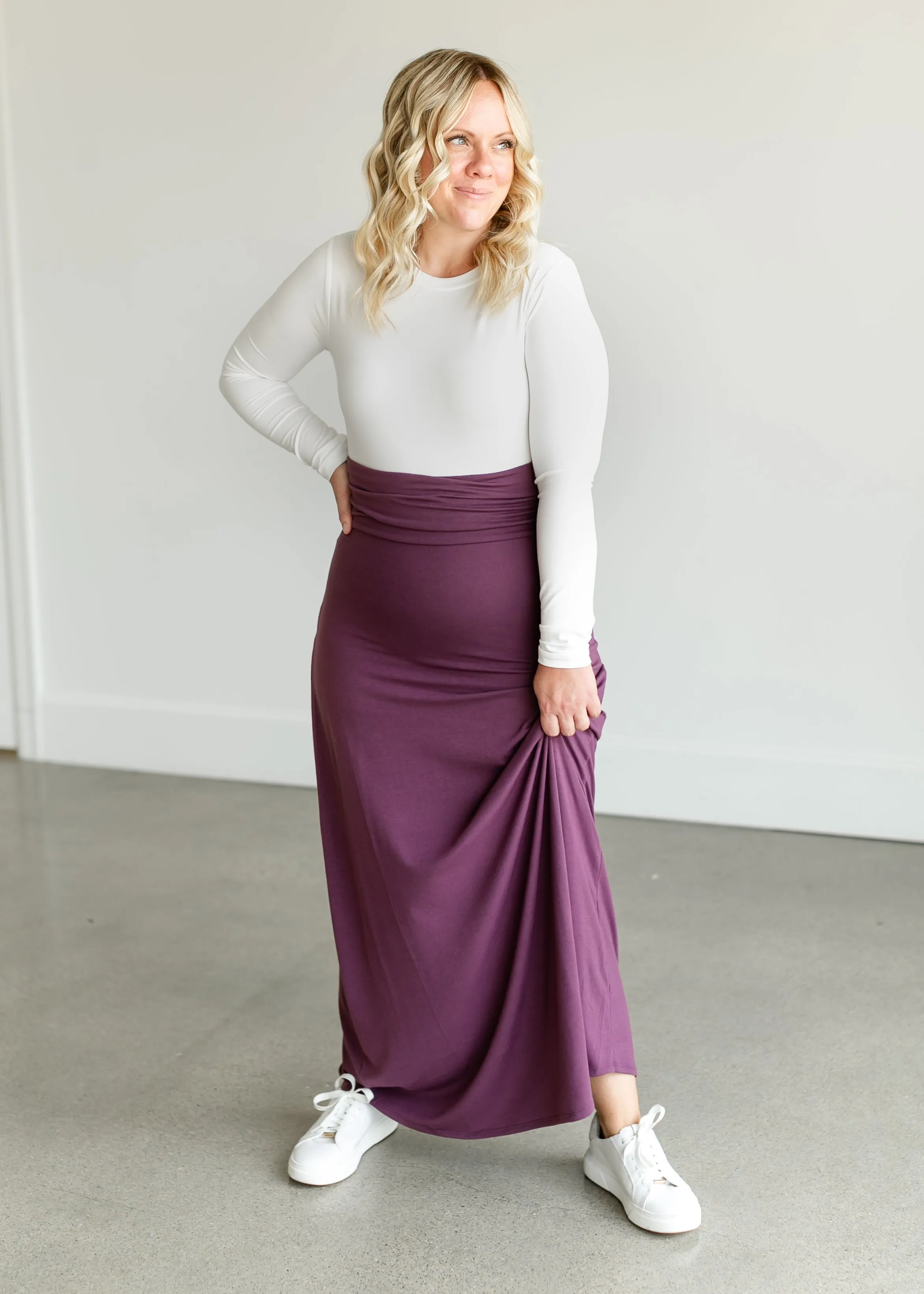 Foldover Waist Pull On Maxi Skirt - FINAL SALE