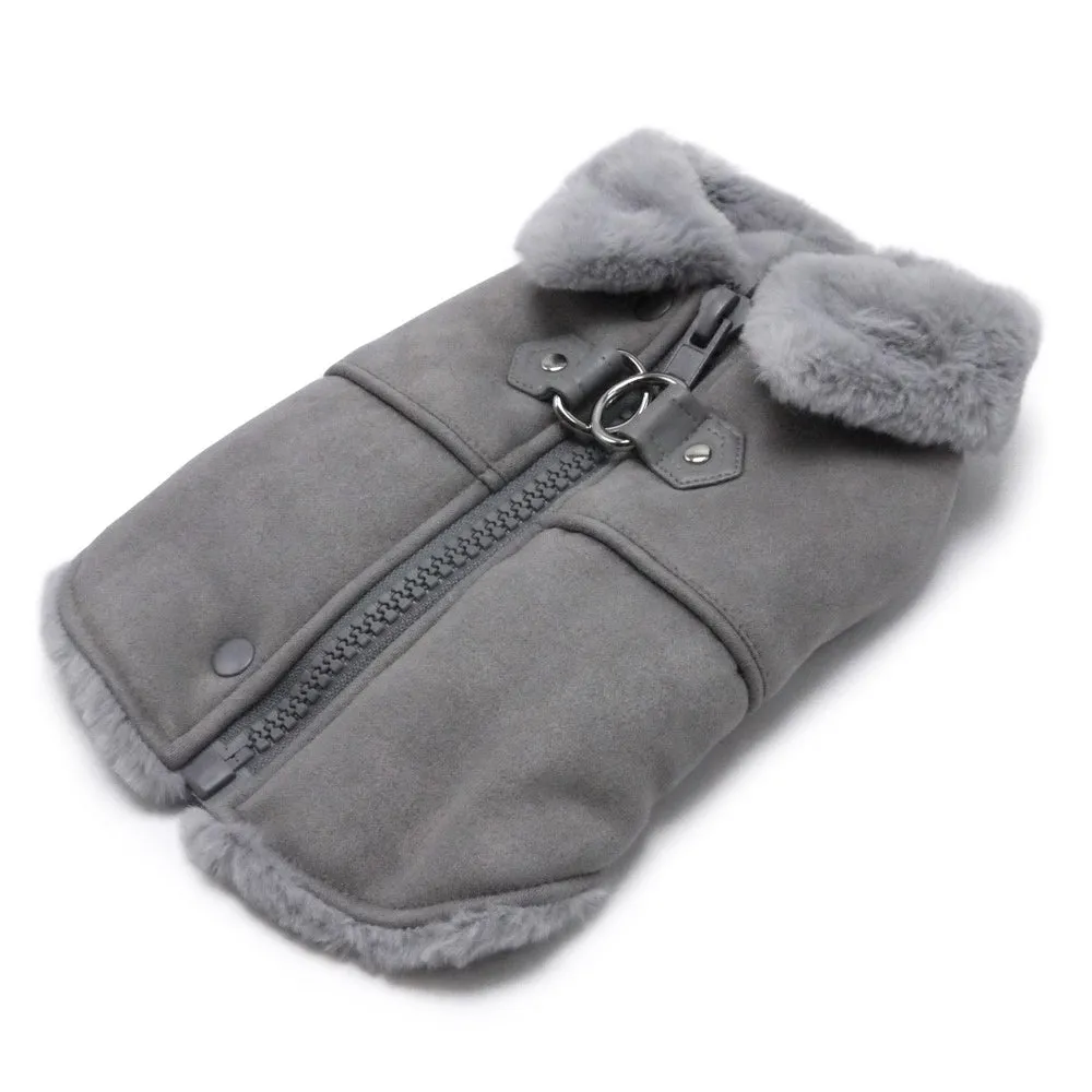 Furry Runner Dog Coat Grey