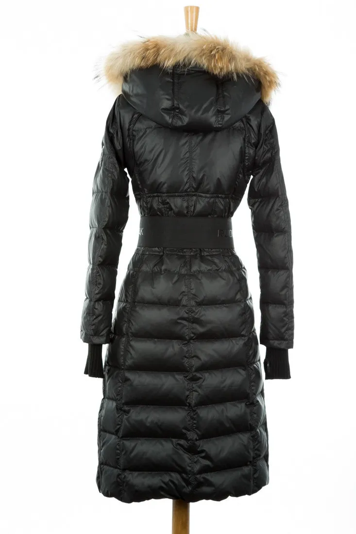 Genie Hooded Down Coat With Fur Trim