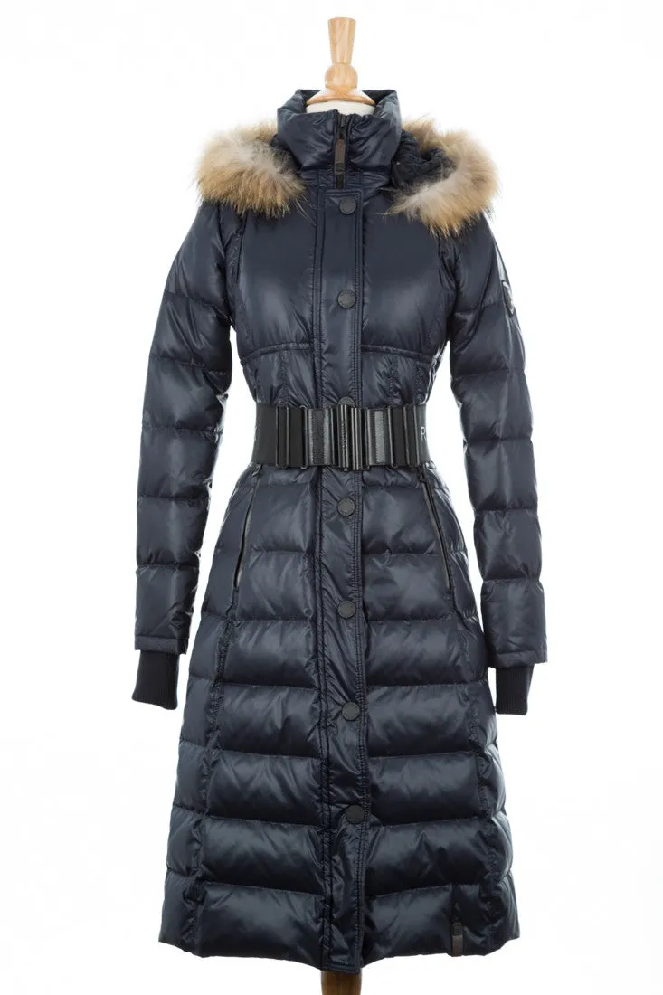 Genie Hooded Down Coat With Fur Trim