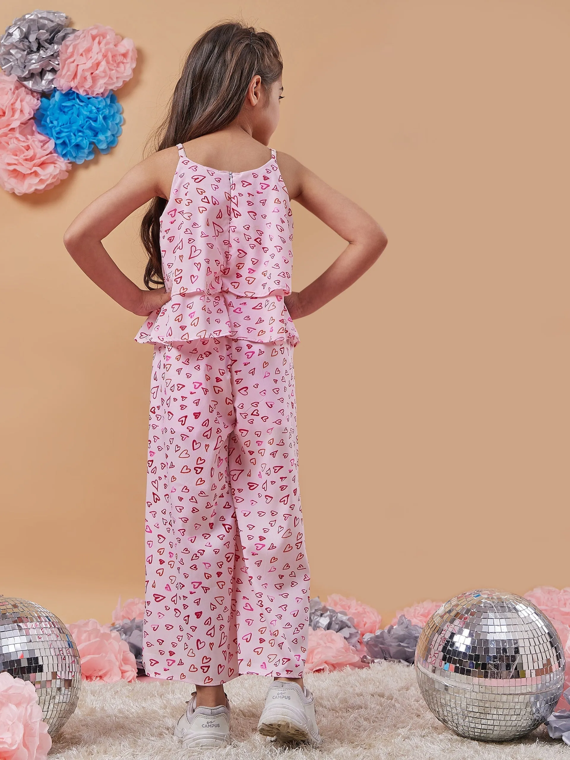 Girls Conversational Printed Basic Jumpsuit - PS Peaches