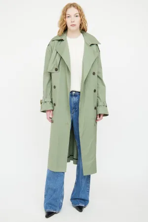 Green Kena Double Breasted Trench Coat