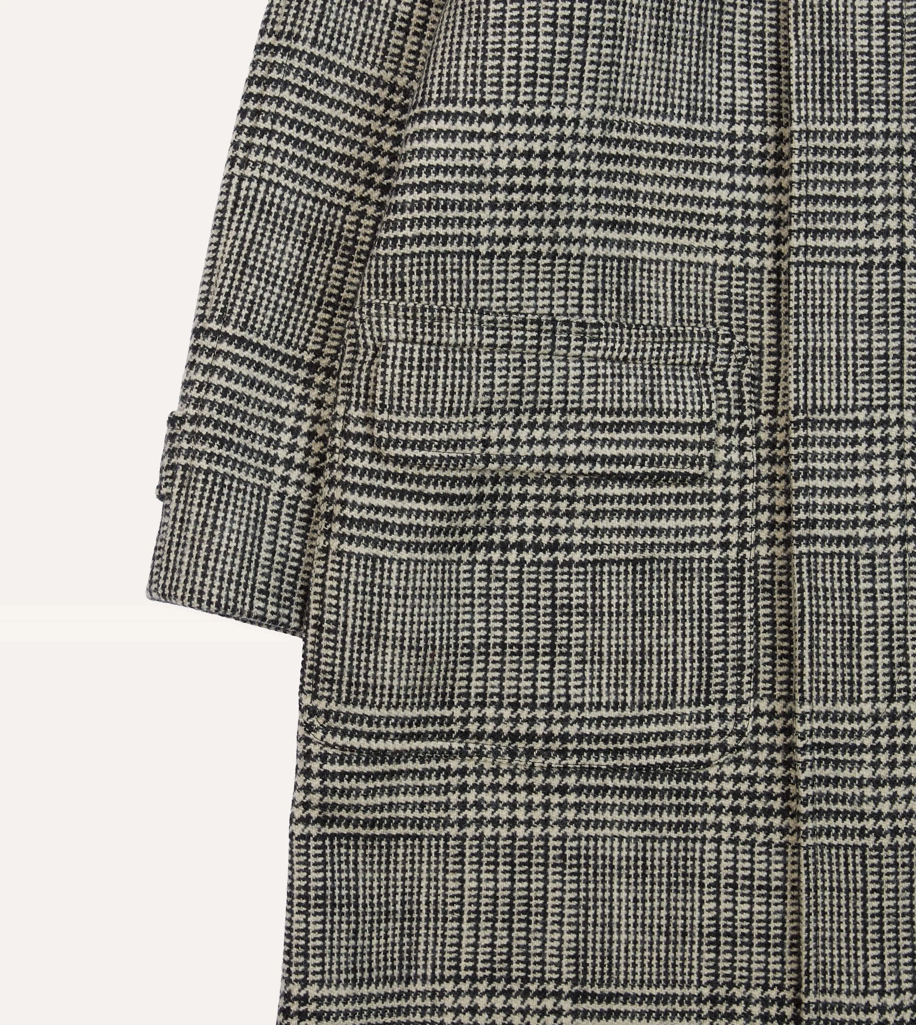 Grey Prince of Wales Check Wool Raglan Coat