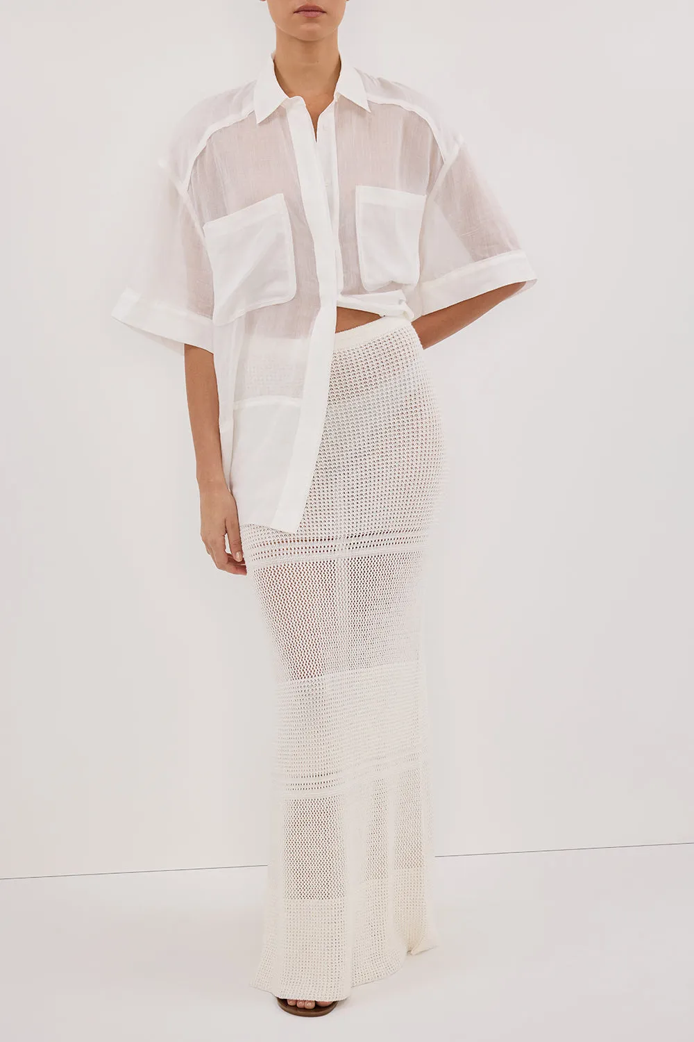 HALLIE OFF WHITE CROCHET MAXI SKIRT