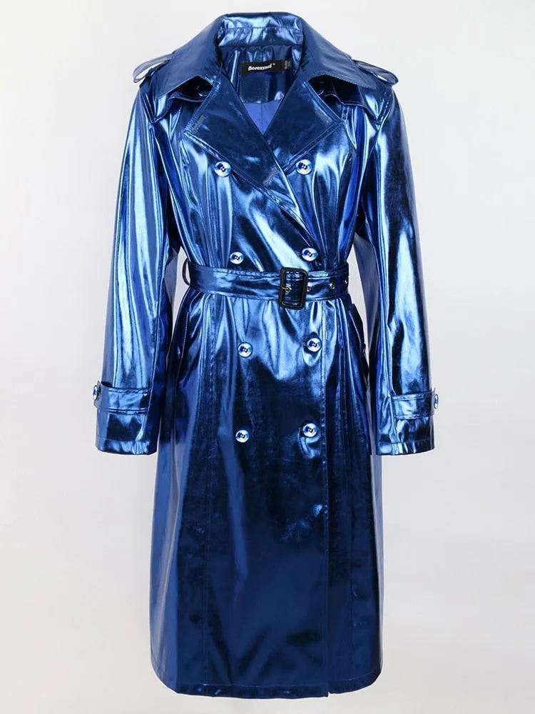 Hannah Shiny Reflective Trench Coat