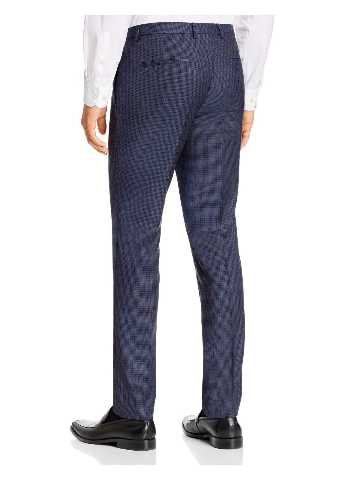 HUGO BOSS Men's Blue Check Slim Fit Dress Pants