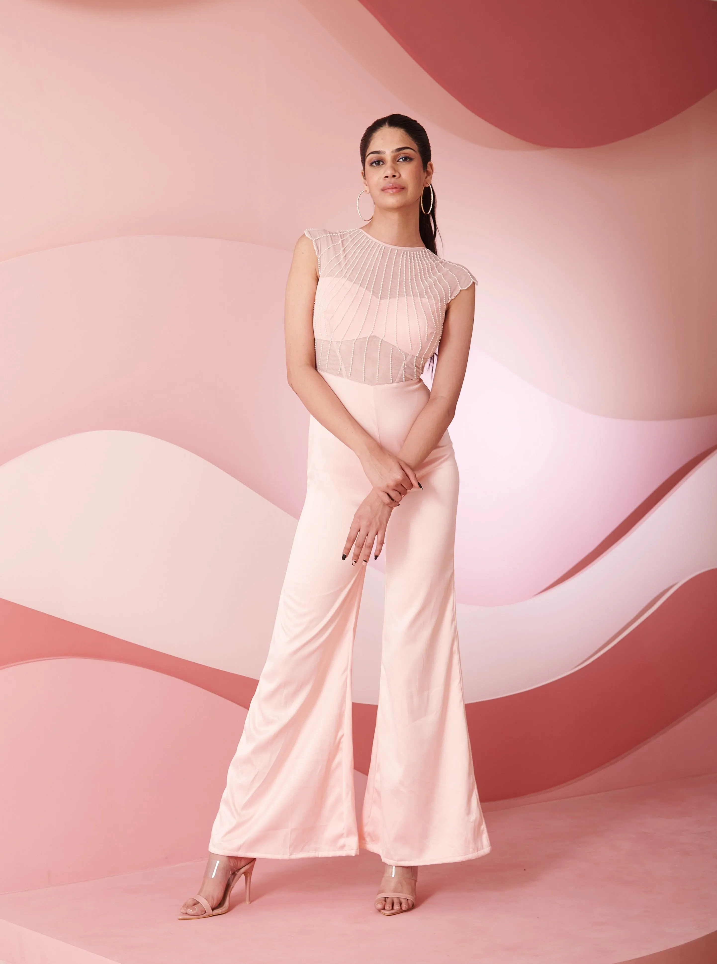 Ilona Blush Pink Embroidered Jumpsuit