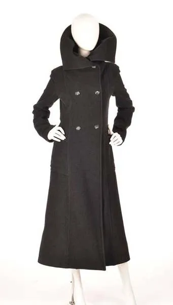 Ivan Grundahl Black Wool Large Collar Coat