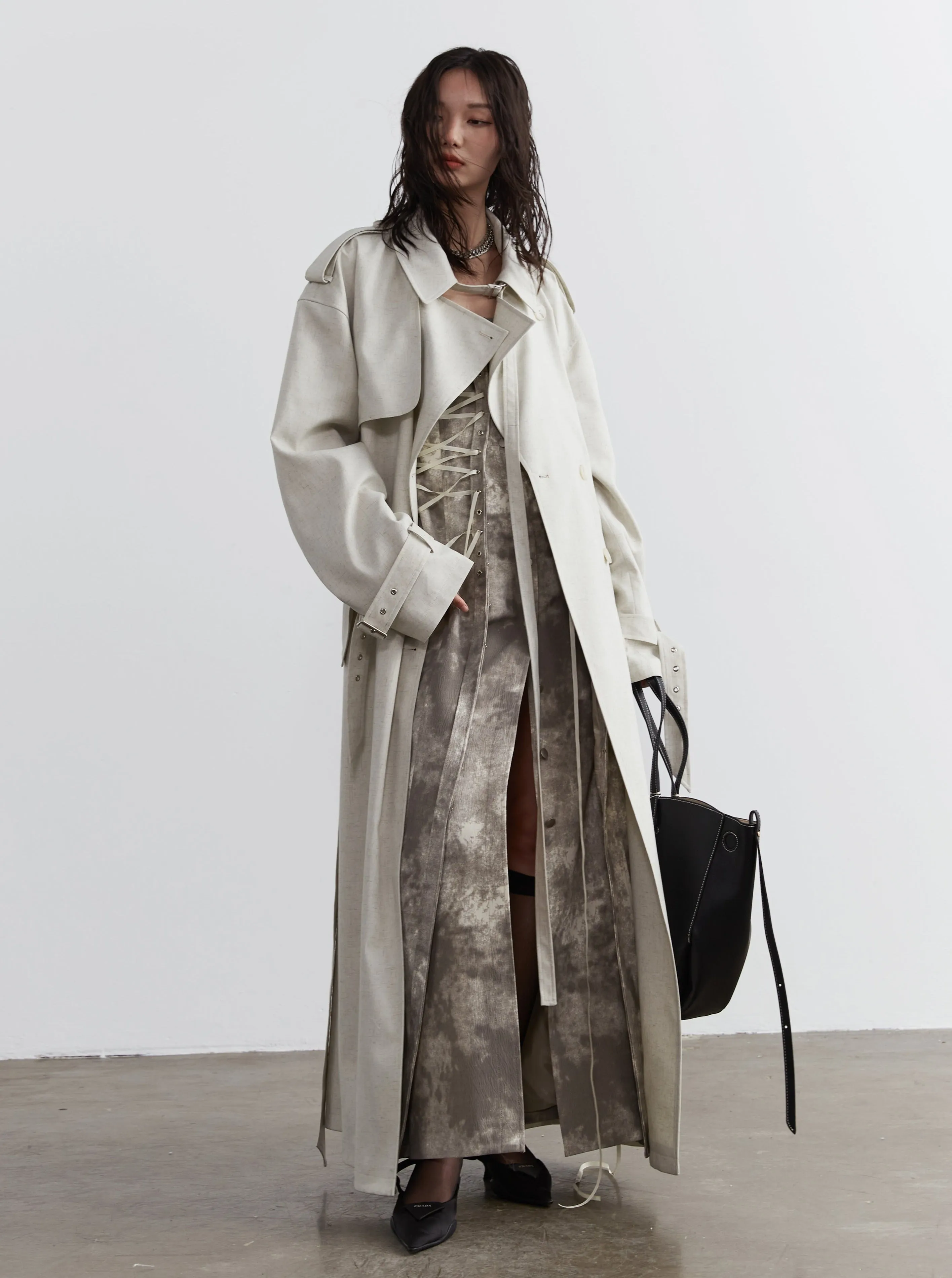 Ivory Elegance Oversized Trench Coat