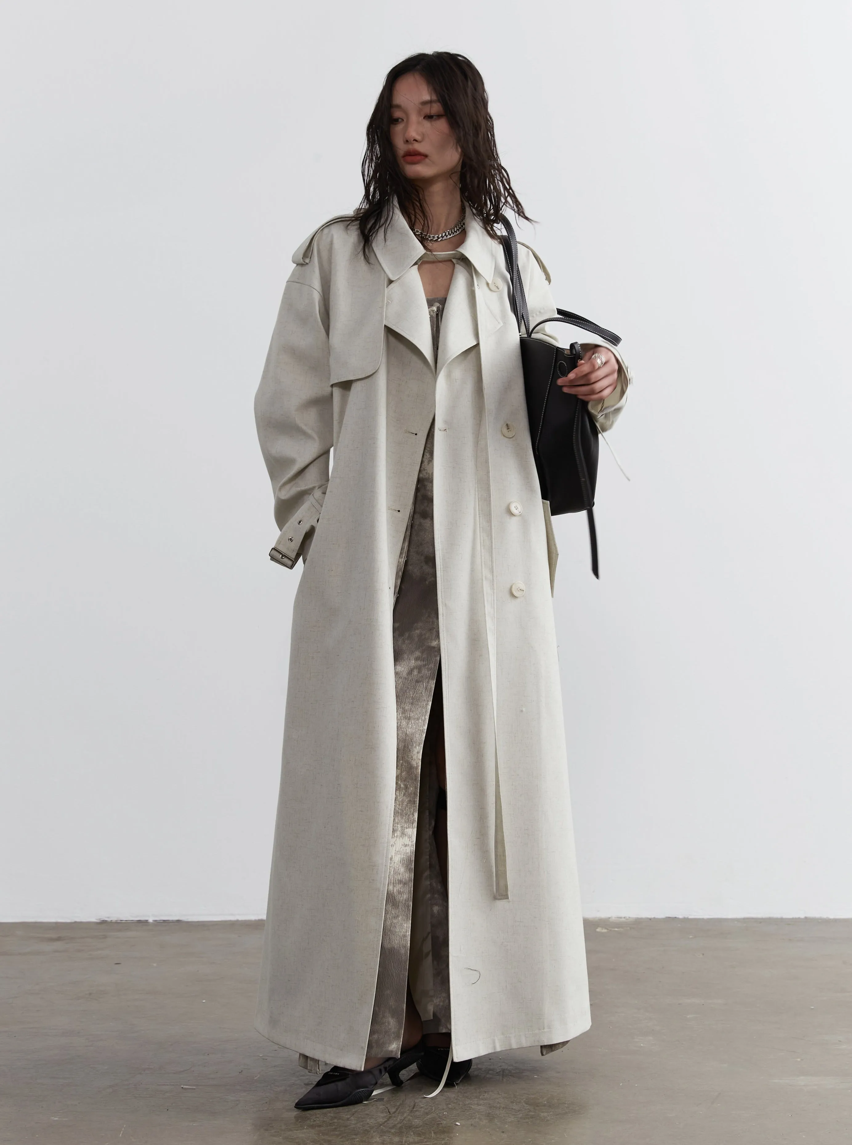 Ivory Elegance Oversized Trench Coat